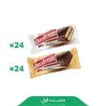 کیک شوکودریمز شکلاتی و وانیلی درنا با کرم کاکائو و روکش شکلات - کارتن ۲۴ عددی