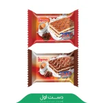 کیک سه لایه وانیل با کرم کاکائو درنا